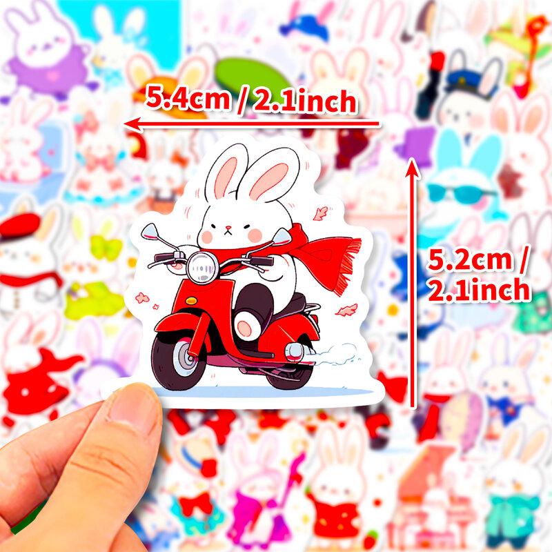 Autocollants graffiti de la série Mr. Rabbit, dessin animé mignon, adaptés aux casques d'ordinateur portable, décoration de bureau, autocollants bricolage, jouets, 50 pièces