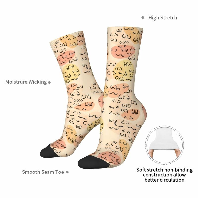 Mid Century Boobies Pattern Socks Harajuku Sweat Absorbing Stockings All Season Long Socks Accessories for Man's Woman's Gifts