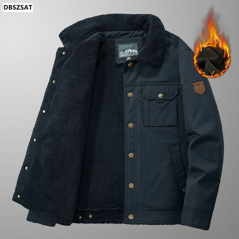 男性用の短い冬用ジャケット,秋冬用のラムコート,毛皮の裏地付き,暖かくて厚い,裏地付き