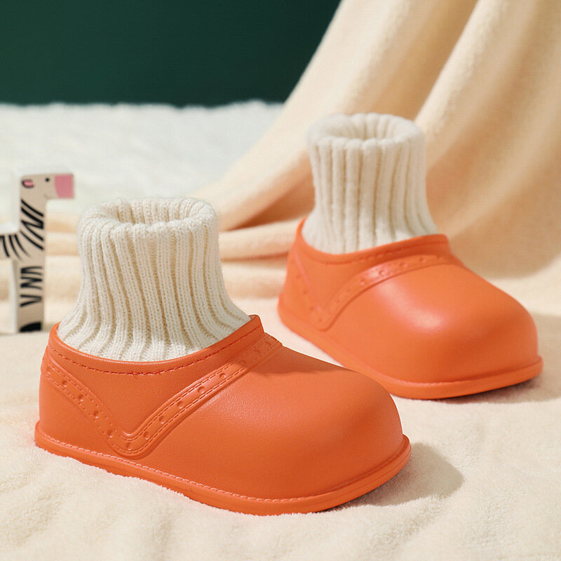 Wintrt-zapatos de jardín impermeables para bebés y niños, calzado antideslizante de EVA, con suela suave y cálida, a la moda, tamaño 140mm-180mm