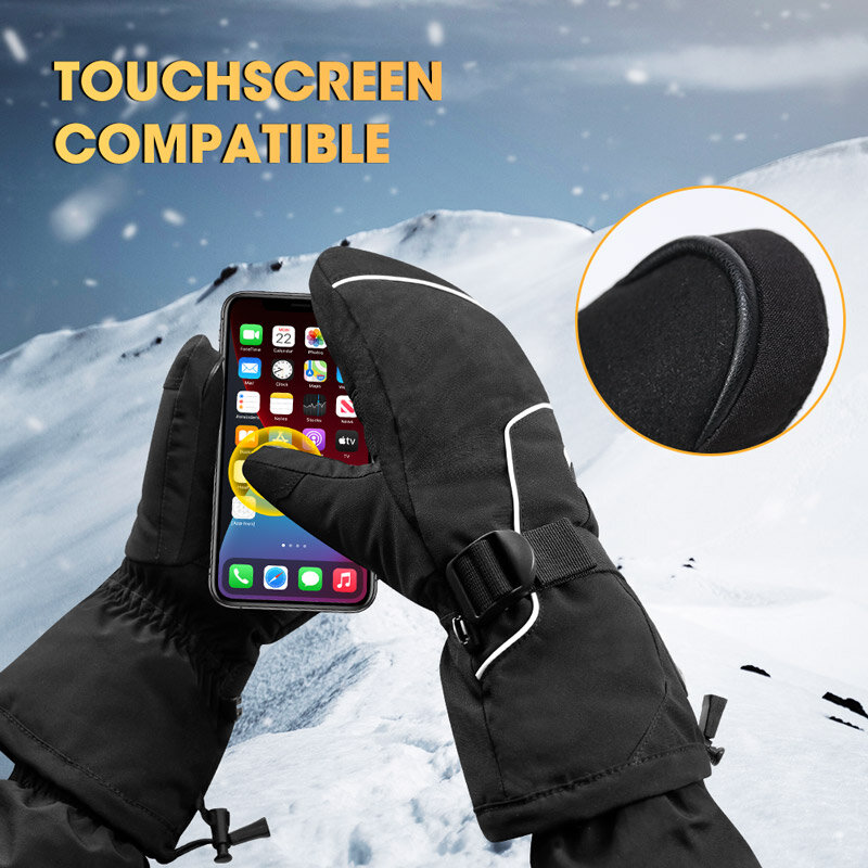 Перчатка с электрическим подогревом SNOW DEER зимние Термические перчатки, перезаряжаемая с батареей для мужчин и женщин, водонепроницаемые варежки с подогревом для лыж