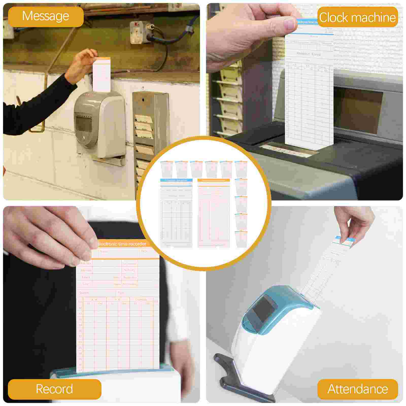 100 Sheets Attendance Paper Jam Supply Attendance Recording Cards Punch Timecard Double-sided
