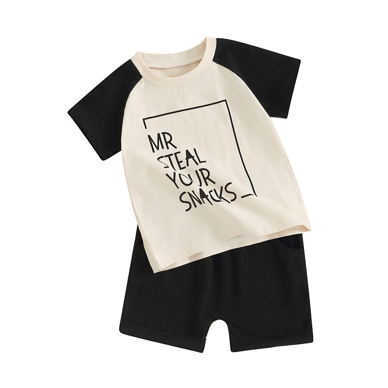 Toddler Boy Summer Clothes Short Sleeve Letter Print T-shirt Infant Newborn Baby Boys Shorts Set Outfit