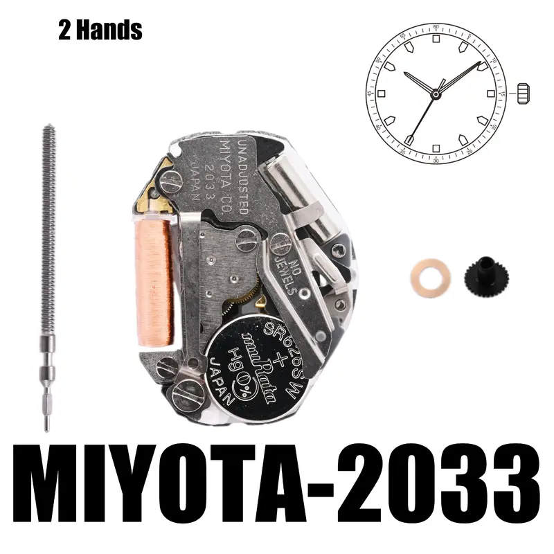 2033 Movement Miyota 2033 Movement 3 Hands Quartz Standard Movement Size 6 3/4×8’’’Height 3.15mm Battery Life 3 years