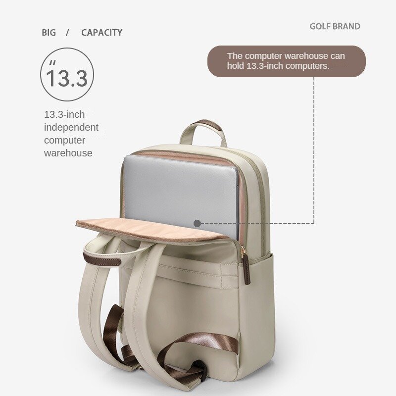 Tas ransel GOLF wanita, tas punggung kapasitas besar, tas komputer mahasiswa, ransel perjalanan kanvas sederhana baru 2023