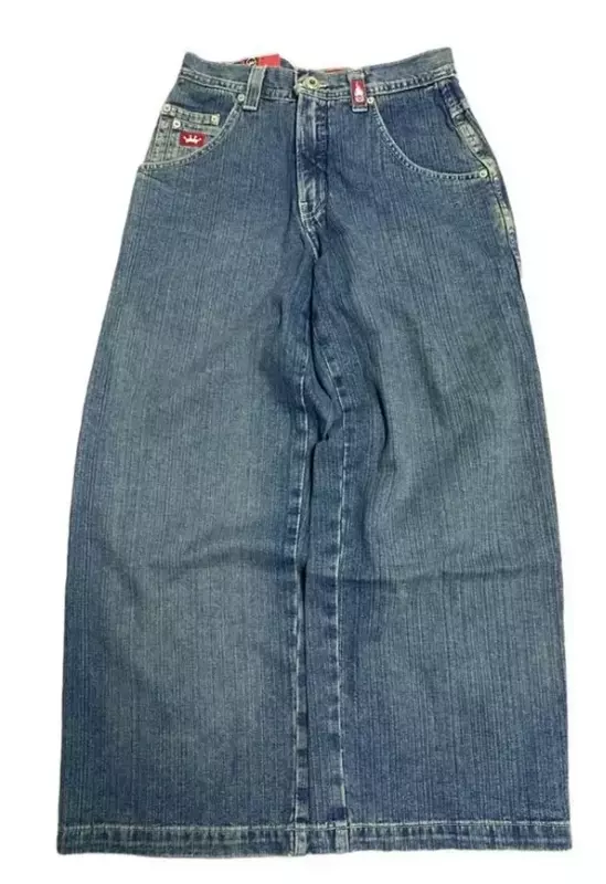 Hip Hop Jnco Jeans neue y2k Harajuku Jeans hose Herren Damen Goth hohe Taille breite Hose Brief bestickt Vintage Baggy Jeans