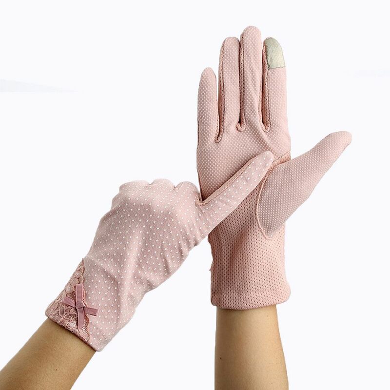 Lente Vrouwen Ademende Stretch Slip Resistente Touchscreen Kanten Handschoenen Rijden Handschoen Zonnebrandhandschoenen