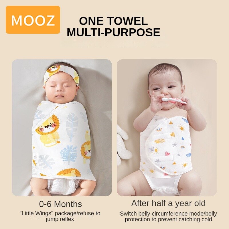 Mooz-新生児用コットンおくるみ、幼児用寝袋、毛布とおくるみ、夏の寝具、0〜3か月