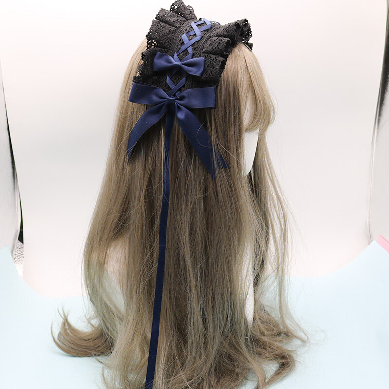2022 Gothic หวาน Bowknot Hair Hoop อะนิเมะ Cosplay Headband Lolita ลูกไม้ดอกไม้ Headwear อุปกรณ์เสริม Dropshipping