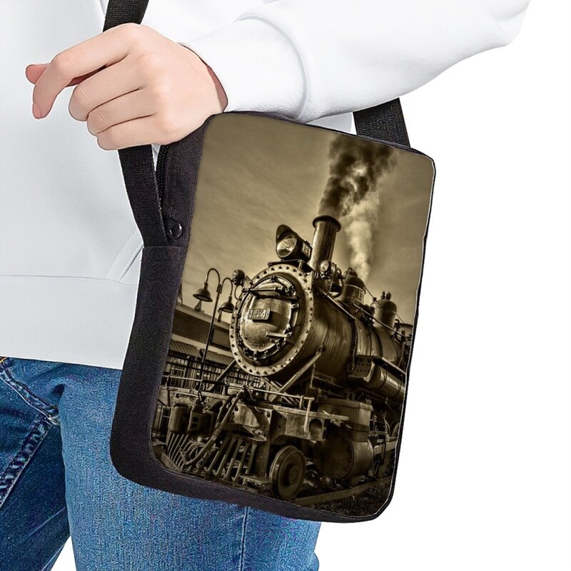 Kids Crossbody Bags Hot New Moving Train Pattern Printed Shoulder Bag Casual Daily Travel Adjustable Small Messenger School Bag