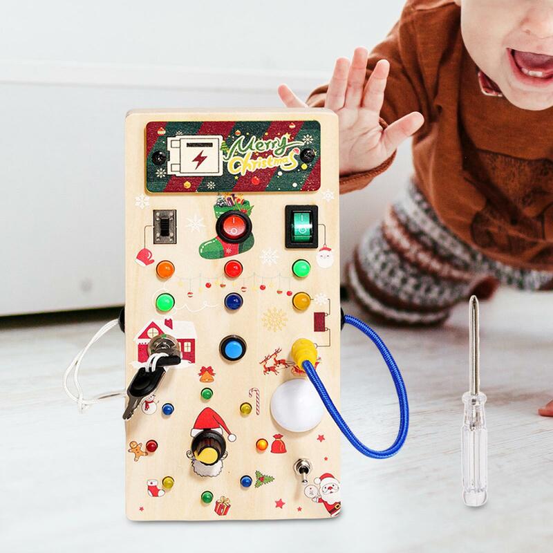 LED Busy Board Learning Skill Toys Sensory Toy Lights Switch Busy Board for Girls Toddlers Kids Boys Christmas Birthday Gift