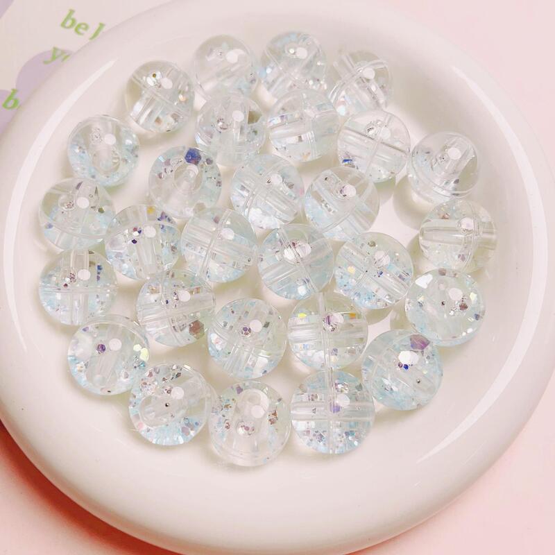 10 pz/lotto Trendy New Glitter colori trasparenti Round Gumball Bubblegum Jewelry perline di plastica acrilica Fit bracciale collana fai da te