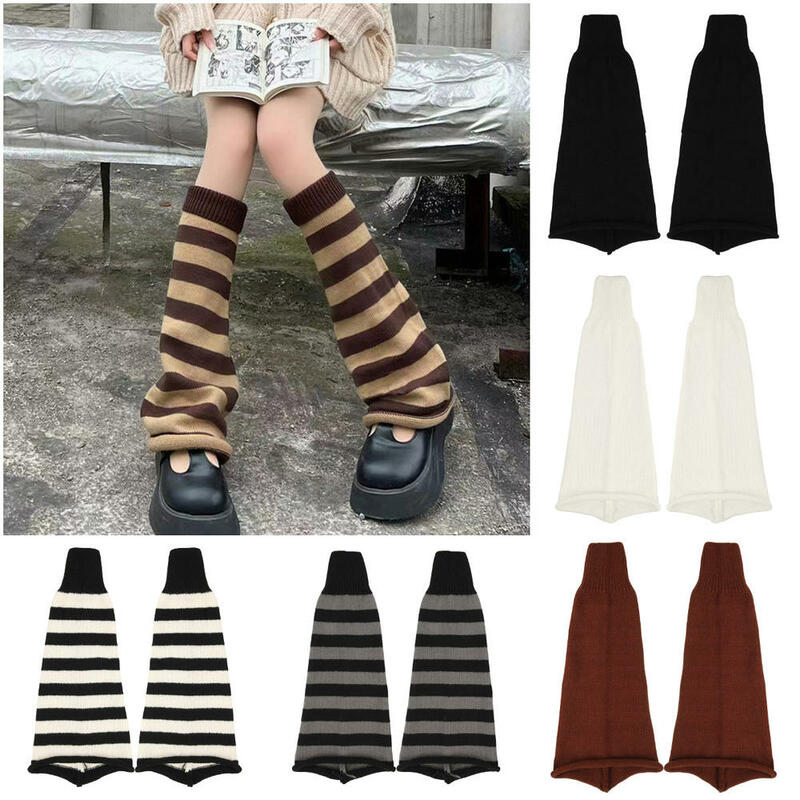 New in JK Lolita Leg Warmer Women's Autumn Winter Knitted Foot Cover Long Socks White Y2K Punk Gothic Crochet Socks Boot Cuffs