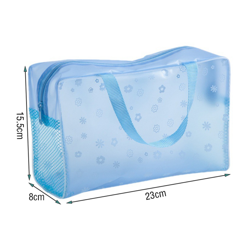 Tas penyimpanan transparan PVC tahan air 5 warna tas kosmetik PVC motif bunga baru tas perlengkapan mandi Travel tas Makeup tas casing kecantikan