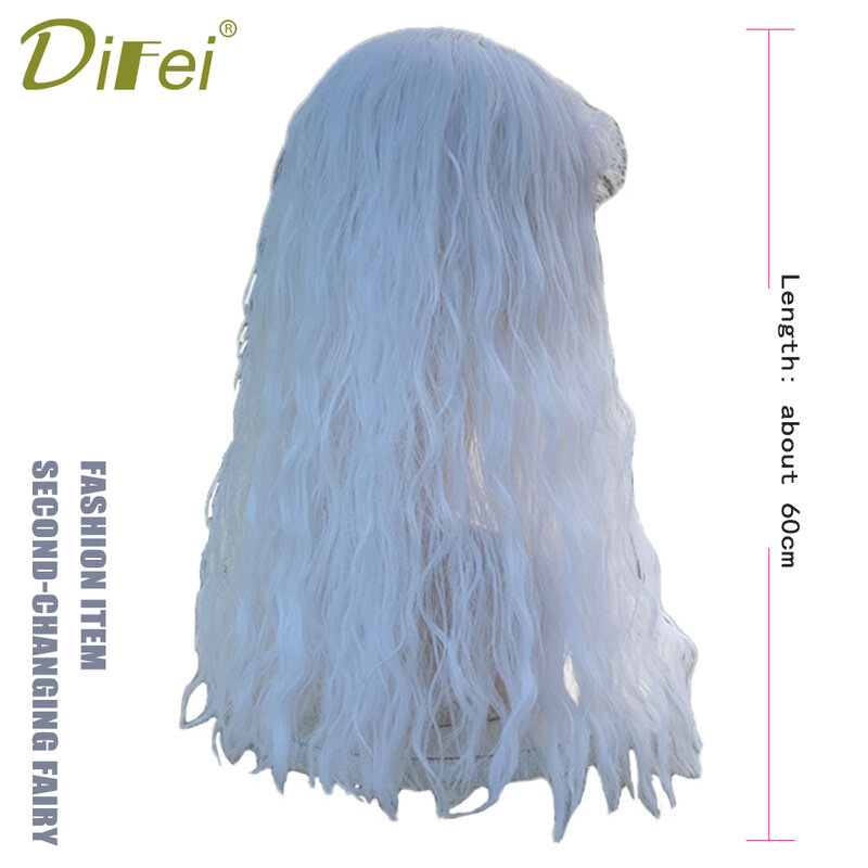 Peruka syntetyczna nakrycia głowy kobieca biała wełna długie kręcone włosy kobieca osobowość moda matowa wysoka temperatura jedwabna grzywka peruka