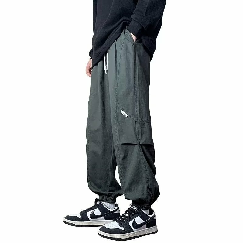 Celana kargo pria, celana kargo kasual pria, celana Trekking luar ruangan, bepergian, celana panjang longgar, Saku, model Korea, 2024
