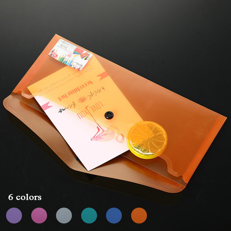 ชุด tas berkas พลาสติก1ชิ้น A6ซองจดหมายใสกระเป๋าเก็บเอกสารนักเรียนสีสันสดใสถุงบรรจุภัณฑ์กระดาษแฟ้มซอง