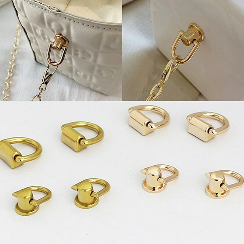 1Pc Metal D Ring Stud Side Clip Buckles Bag Screw Nail Rivet Strap Connector Hang Buckle DIY Purse Leather Bag Accessories