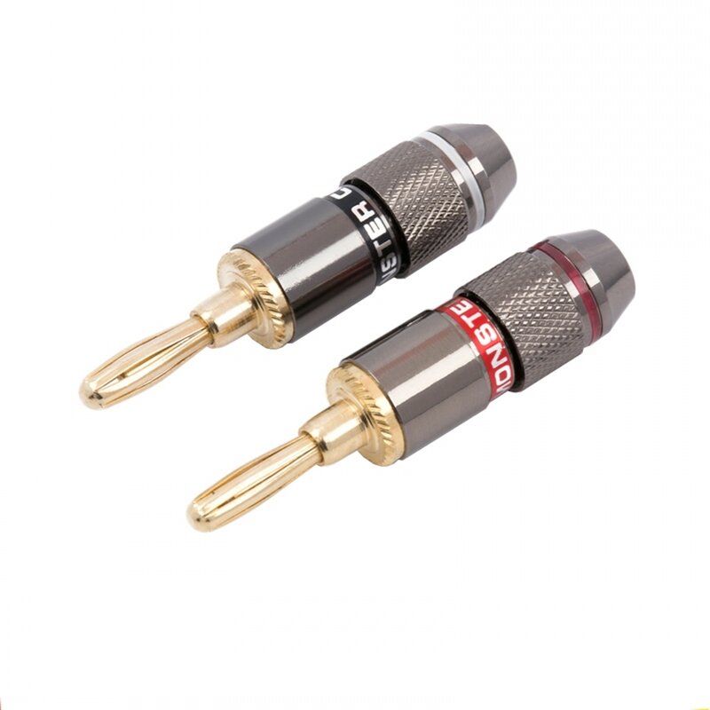 8Pcs 4mm Banana Plug 24K Gold Plated Pure Monster Copper Speaker Adapter Screw  Plugs Audio Connectors