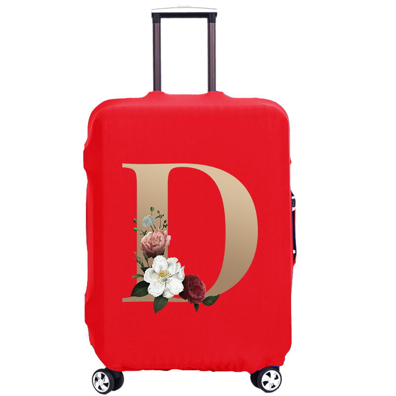 Gold Letter Printed Travel Elastic Luggage Protective Cover Fashion Case Suitcase Fit 18-32 Trolley Baggage Covers Dust Cover