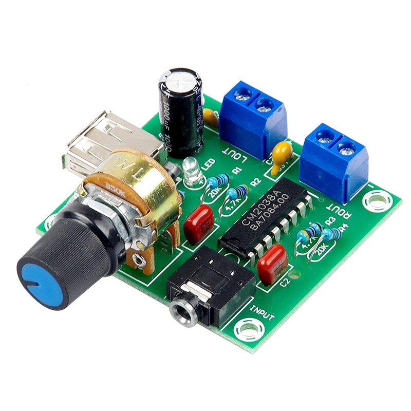 مكبر صوت مصغر لوحي 5 وات + 5 وات HiFi ذو قناتين PM CM2038 5 فولت مزود بـ USB مضخم صوت بالطاقة