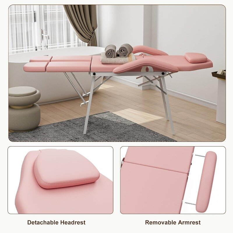 Portable Tattoo Chair Split Legs for Client, Foldable Spa Chair Multipurpose Massage Table with Storage Bag