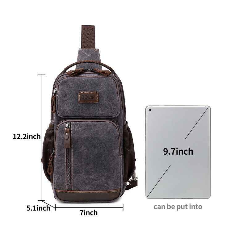 Sling Bag for Men, Waterproof Waxed Canvas Crossbody Bag Chest Bag Casual Daypack shoulder bag Sling Backpack