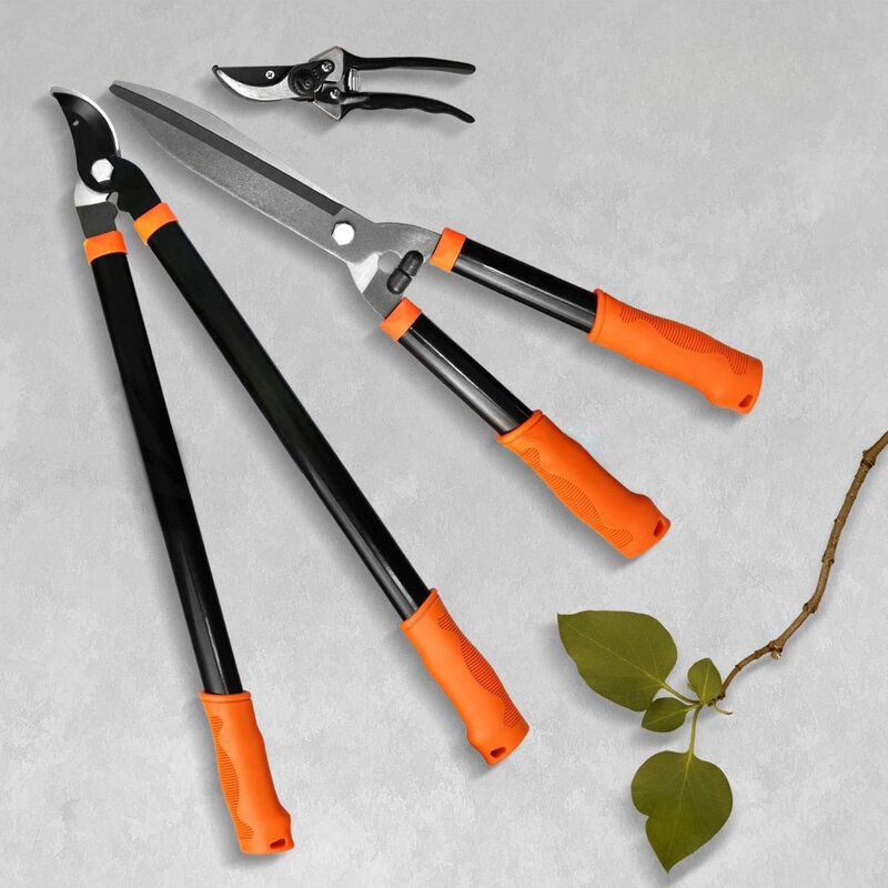 3-częściowy zestaw narzędzi ogrodowych kombinowany z nożycami, nożycami do żywopłotu i nożycami do sekatora, zestaw do pielęgnacji do drzew i krzewów