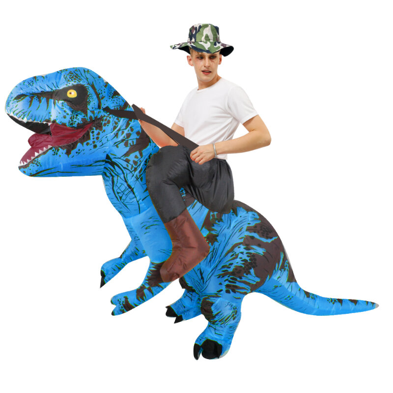 Fantazyjne maskotki dinozaur nadmuchiwany kostium dla dorosłych mężczyzna kobieta jeździć na kostiumy Dino Halloween sukienka Cosplay boże narodzenie t-rex garnitur