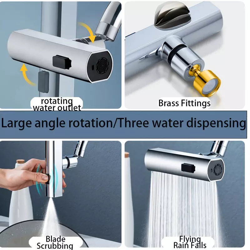 Rubinetto della cucina Splash Protector Waterfall Water Outlet Universal Rotary Bubbler Booster Extension ugello dell'acqua giunto universale