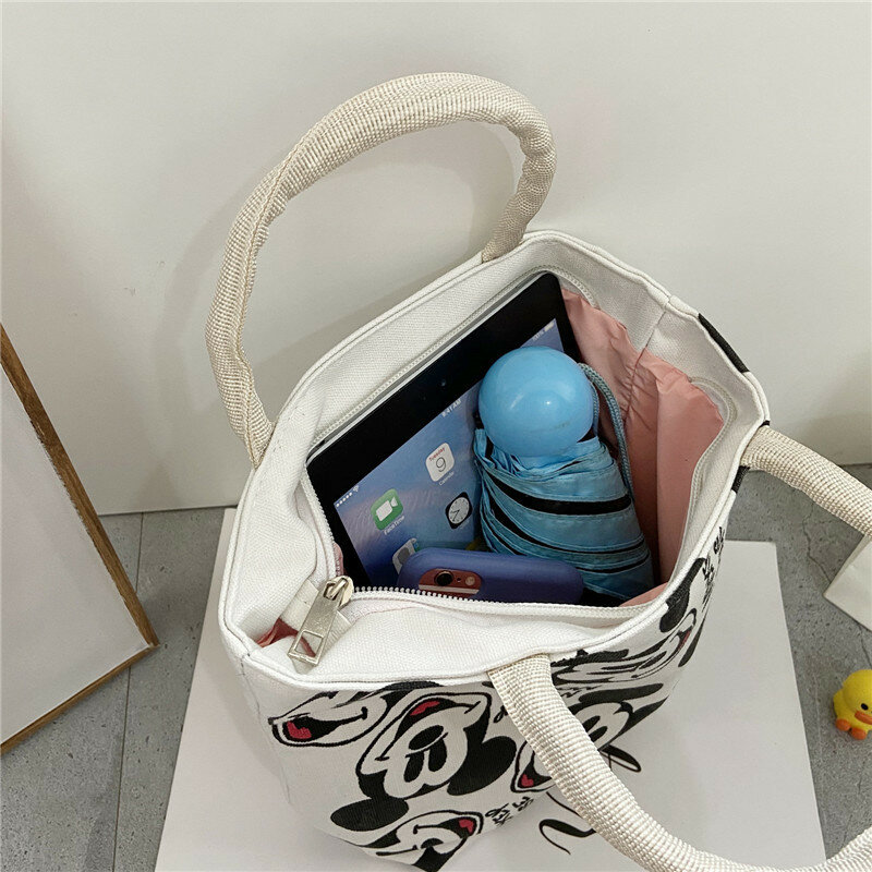 Disney Mickey Mouse Lady Canvas Crossbody Shoulder Bag Cartoon Fashion Minnie Handbag Large Capacity Shopping Bag Travel Goods