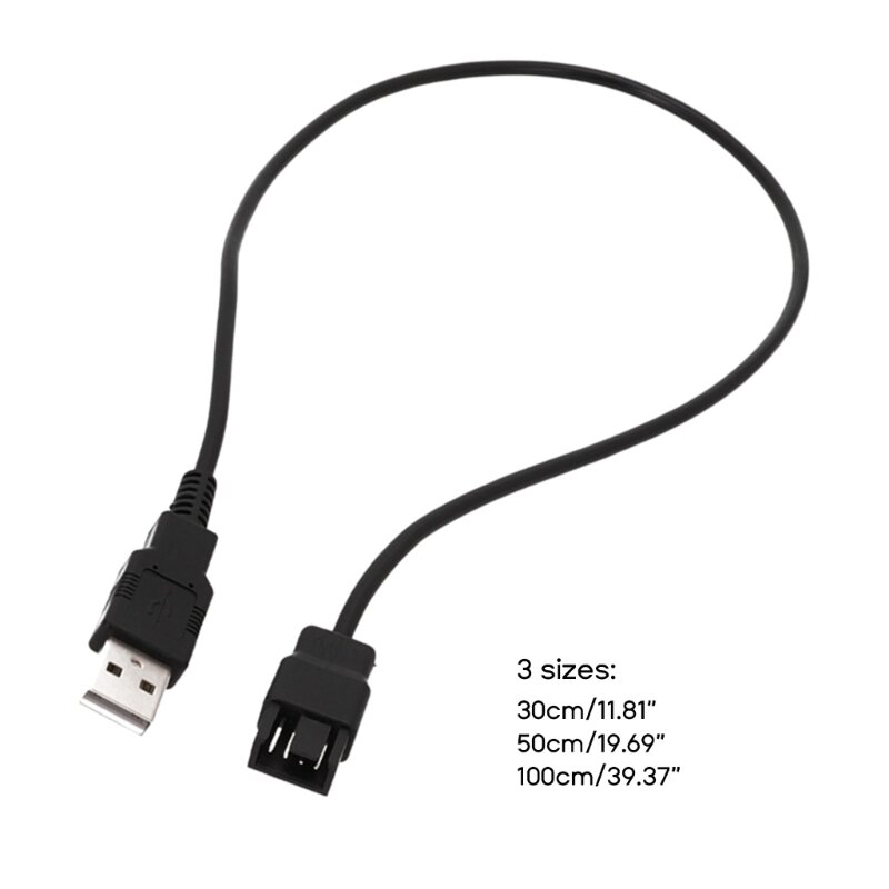New USB to 4PIN Fan Power Supply Cable USB To 4pin 3Pin Laptop Fan Power Cord 5V 30/50/100CM Dropship