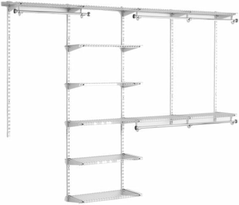 Ajustável Wire Rack Guarda-Roupa Kit, Extensão Organização do Sistema, Titanium Finish, Hardware Incluído, 4-8 ft