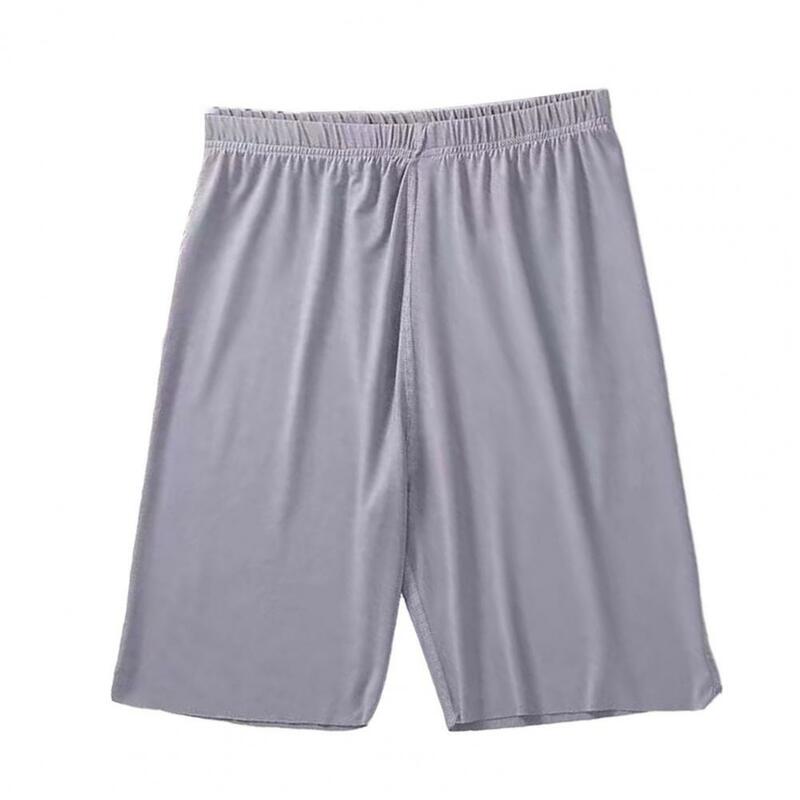 Pantalones cortos de pijama transpirables para hombre, ropa de casa elástica, suave, hasta la rodilla, cómoda