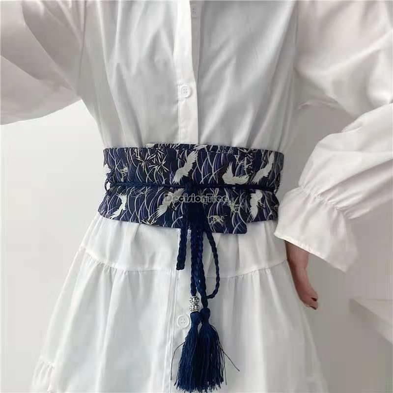 2023 waist wrap women's chinese style belt retro fashion crane hanfu accessory red fringe chinese style daily waist belt s822