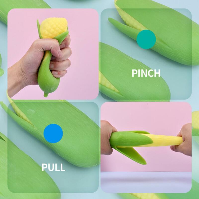 Corn Squeeze Toy Soft TPR Elastic Simulation Peelable Decompression Toys Corn Fidget Pinch Toy Relief Sensory Stress Toy P6T8