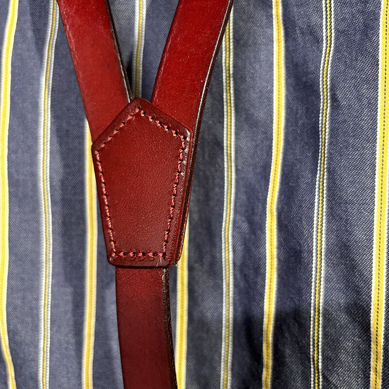 Skórzane szelki w stylu Vintage do męskich spodni z 3 klipsami i szelki na szelki z regulowanymi spodniami odzież damska akcesoria