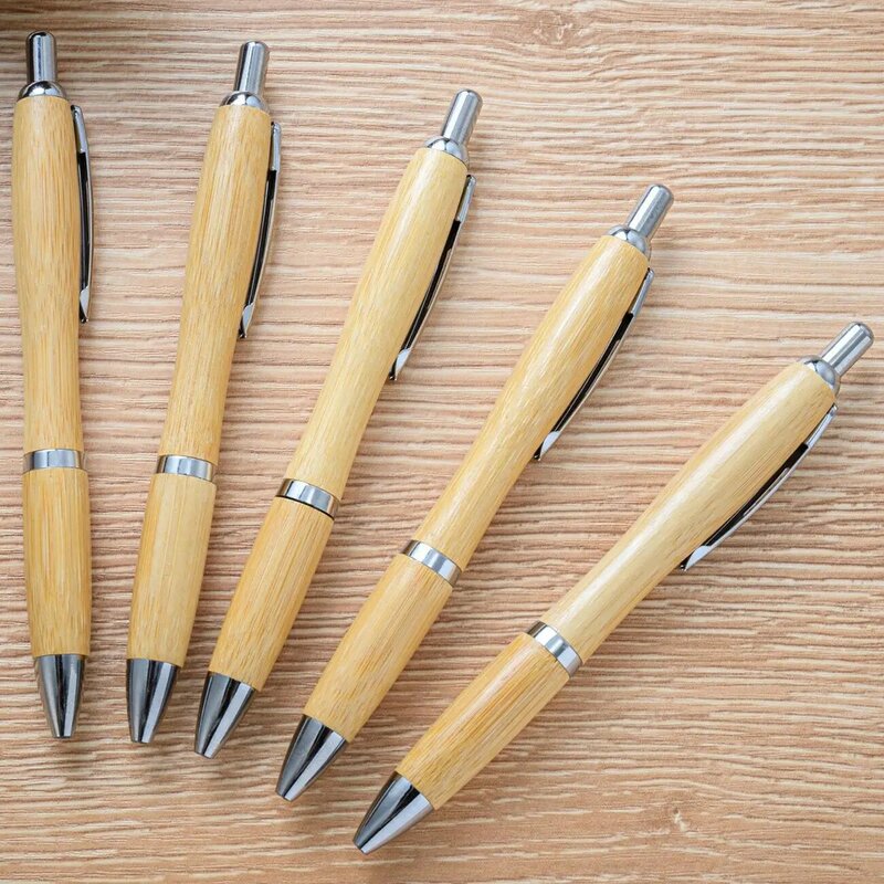 50Pcs Gourd shape Bamboo Ballpoint Pen Environmental Ballpoint Pens Gift