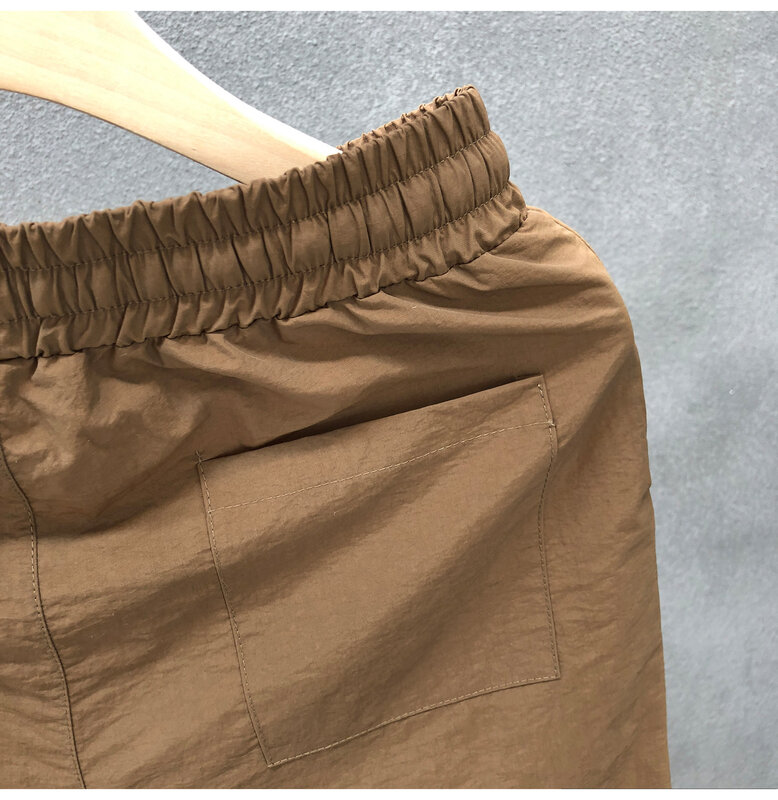 2024 Men's Summer New Drawstring Loose Pockets Shorts Male Solid Color Beach Shorts Men Thin Straight Casual Short Pants G58