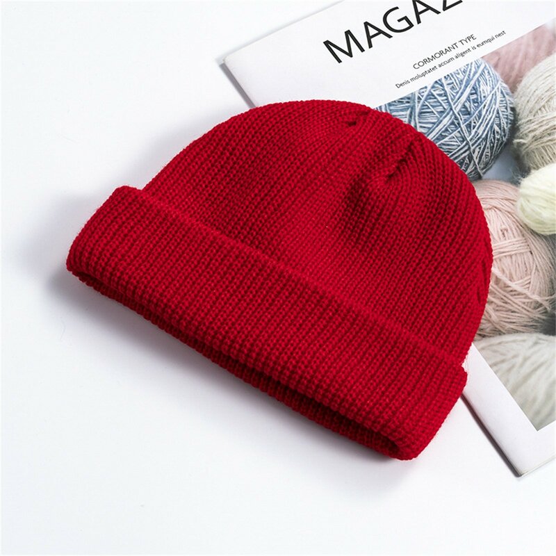 Tough Hats for Men and Women Solid Color Cute Chunky Caps Knitted Super Soft Stretchable Warm Winter Hat Suede Baseball Cap