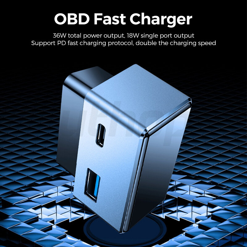 Futhope ปลั๊ก OBD สำหรับเทสลารุ่น3 Y x S ตัวขยายพอร์ตโทรศัพท์ PD ชาร์จเร็ว USB Type-C หัวคู่อะแดปเตอร์ติดผนัง2021-24รถ