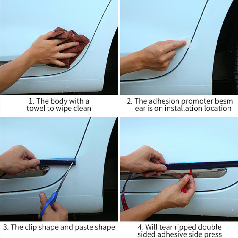 2CM/3CM Chrome Moulding Trim Car Door Protector Sticker Strip Bumper Grill Car Anti-Collision Tape Door Edge Guard Plate Sticker