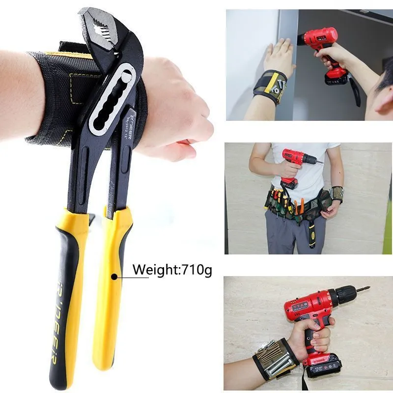 Portable Magnetic Tool Bag Wristband Woodwork Electrician Wrist Tool Belt with Telescopic Pick Up Tool for Screw Nail Nut Bolt