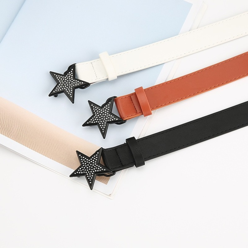 Cinturón con hebilla en forma de estrella creativa para mujer, traje negro de cien partidos, cinturones decorativos, cinturón de Jeans para mujer, Verano