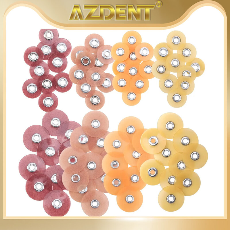 Azdent-Discos de piezas con 1 Mango, para acabado y pulido Dental, compuesto de Cerámica y Vidrio, Ionómetro, 135 ℃, Autoclavable, 50 unidades