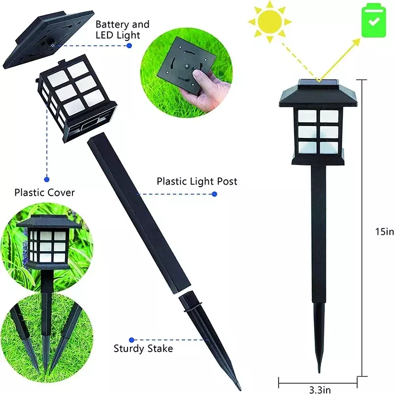 태양광 LED 통로 조명, 야외 방수 산책로 정원 장식 가로등, 조경 마당 파티오 진입로, 2 개, 4 개, 6 개