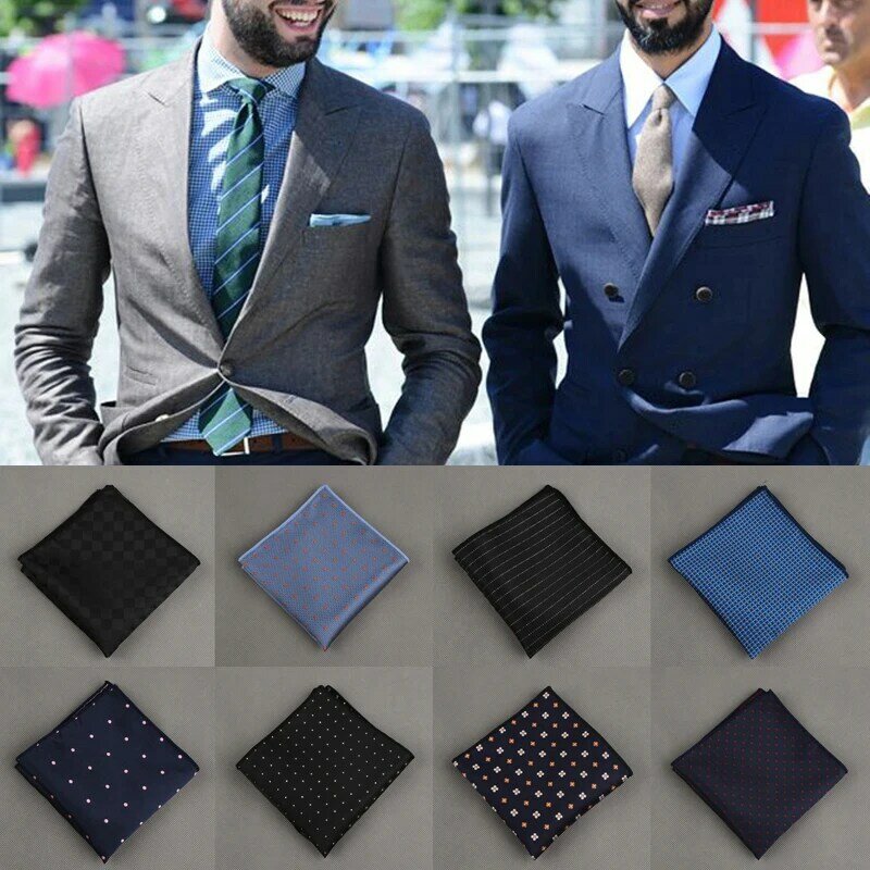 Lenços quadrados de bolso vintage masculino, lenços formais, moda masculina, 23x23cm