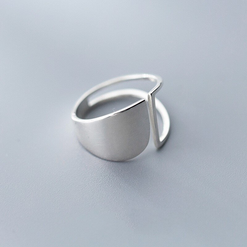 925 srebrne prosty Punk puste pierścionki dla kobiet geometryczna moda otwarte regulowane ręcznie robione biżuteria na prezent