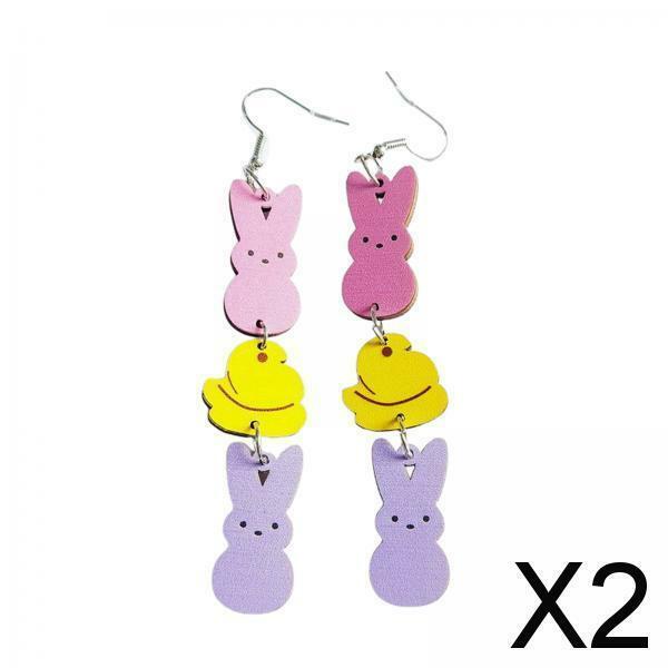 2xCute Easter Earrings Trendy Lightweight Jewelry for Holiday Women Teens Rabbit