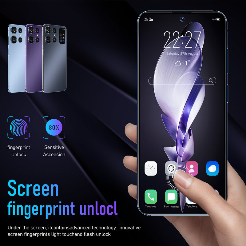 Новинка 2024, оригинальный смартфон S24 Ultra, Qualcomm8 Gen 2, 16 ГБ + 1 ТБ, 7000 мАч, 48 + 72 МП, 4G/искусственная кожа, мобильный телефон Android